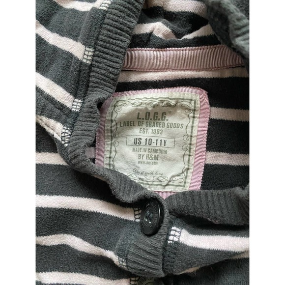 Vintage L.O.G.G H&M Striped Button Up Blue and Pink Hoodie - Picture 3 of 5